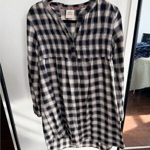 Knox Rose Black and Cream Plaid Dress